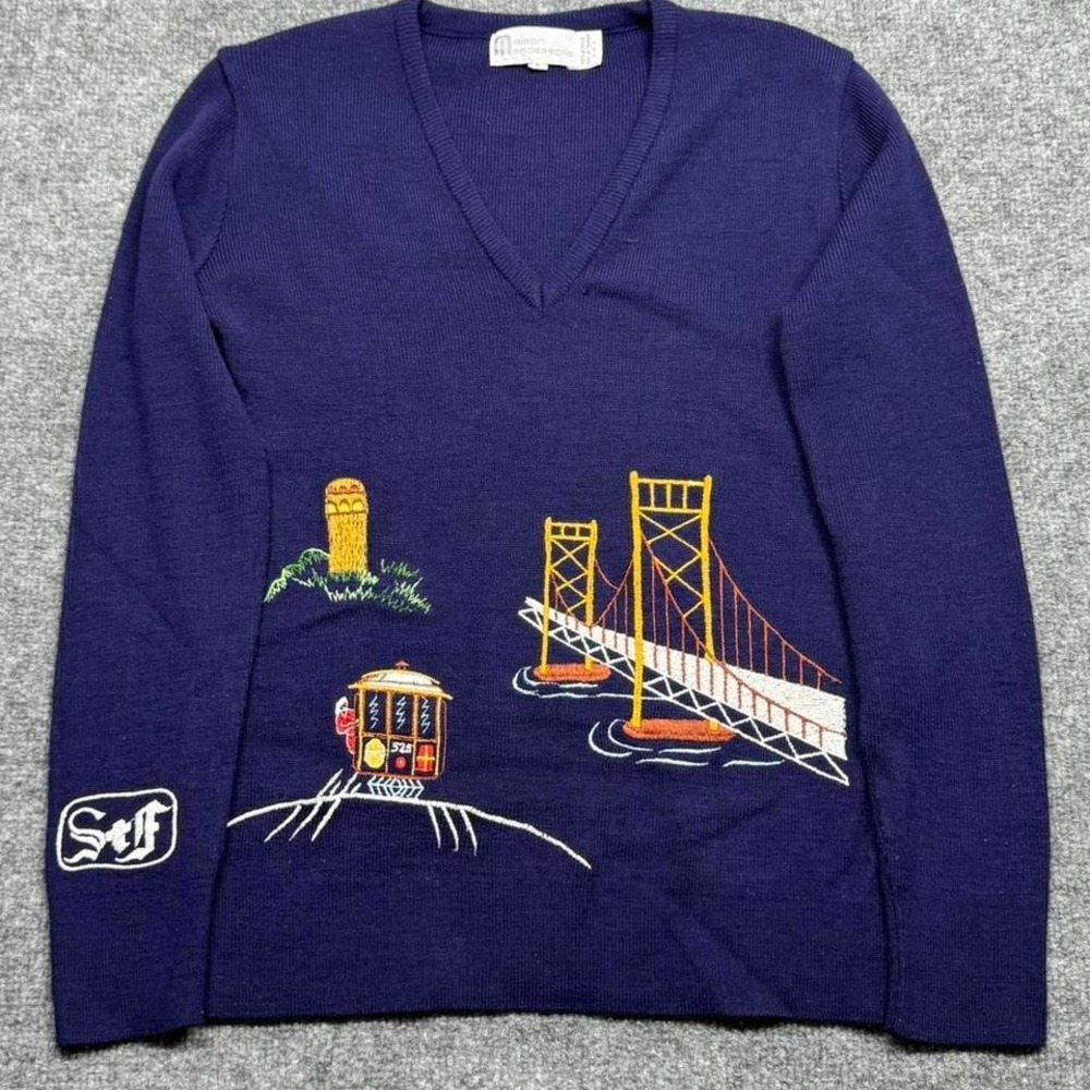 Vintage Maison Mendessolle Bridge Train Sweater Size Small